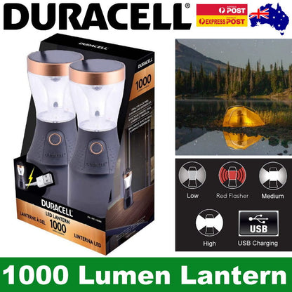 Duracell 1000 Lumens LED Lantern with Emergency USB Charging - Camping, Night