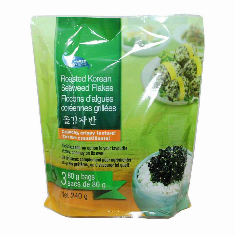 C-Weed Roasted Korean Seaweed Sesame Flakes Crunchy Crispy Healthy Snack 3 x 80g