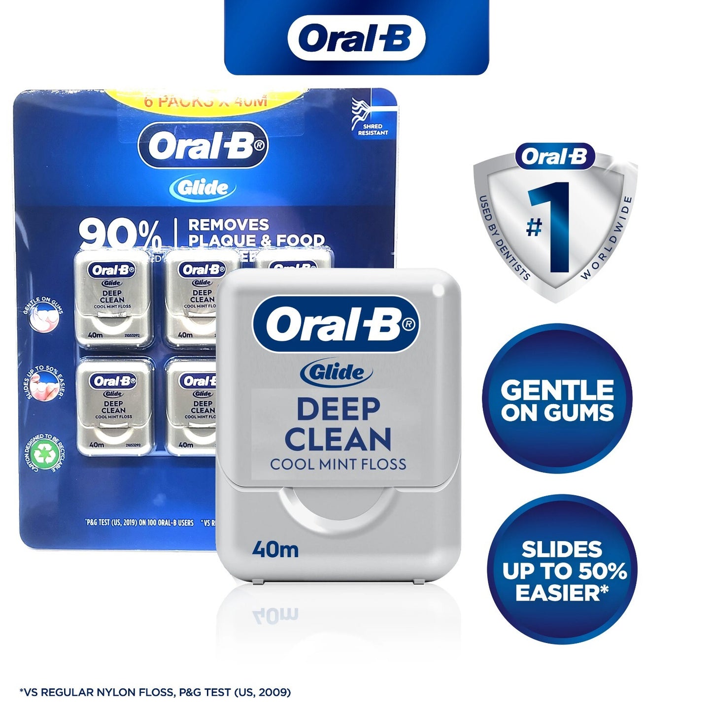 Oral-B 6 x 40m Glide Health Clinical Deep Clean Dental Floss Mint Kill Bacteria