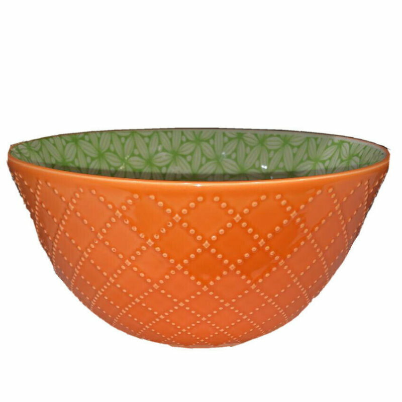 6-Piece Signature Housewares Stoneware Pad Print Bowls 660mL Microwave/Dishwashe