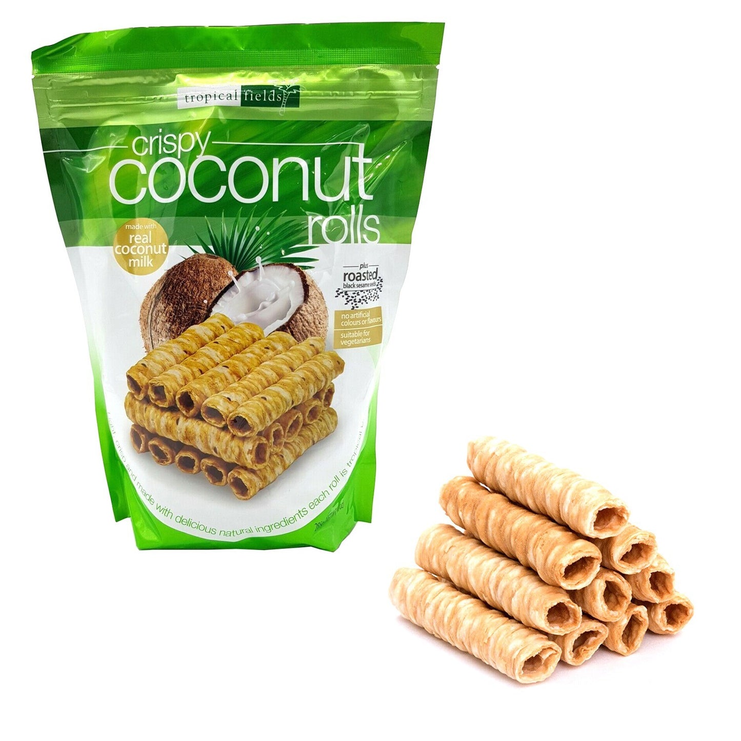 Tropical Fields Crispy Coconut Milk & Roasted Black Sesame Seed Rolls 2 x 285g