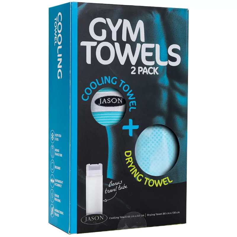 2 Pack Jason Gym Towel Set - Instant Cooling Towel & Ribbed Drying Towel