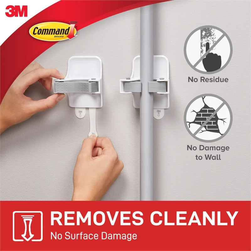 3M Command White Adhesive Broom Stick Gripper Holder Storage Holds 1.8Kg