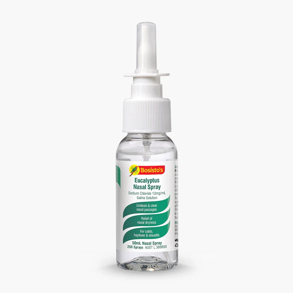2x 50mL Bosistos Eucalyptus Saline Nasal Spray For Colds Hayfever Sinusitis Nose