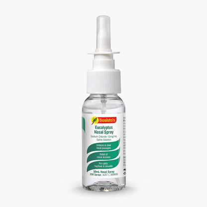 2x 50mL Bosistos Eucalyptus Saline Nasal Spray For Colds Hayfever Sinusitis Nose