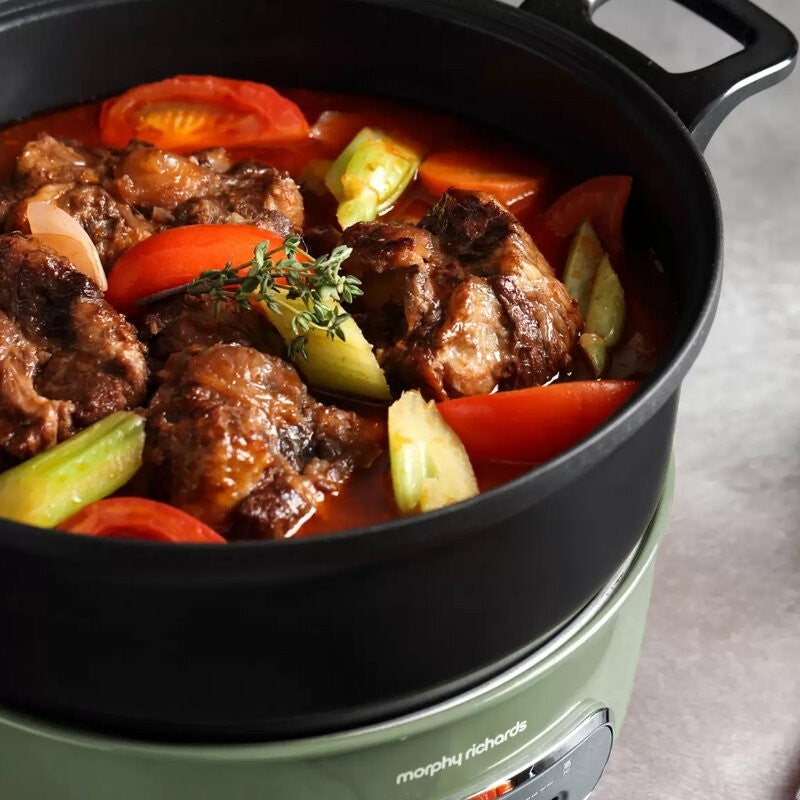 Morphy Richards Round Multi Function Grill Pan Electric Cooking Pot 1.8L Green