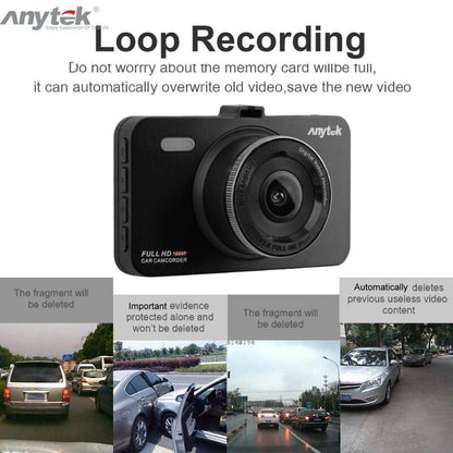 Anytek A78 Car Dash Cam Full HD 1080P Car DVR 170° w/ 24 Hour Parking Monitoring