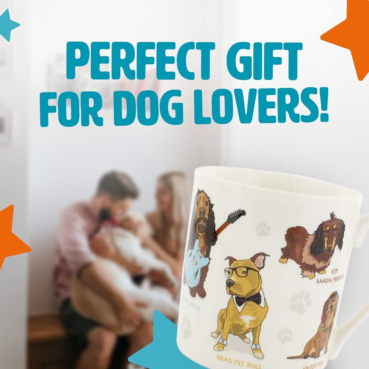 Celebri Dogs Ceramic Coffee Mug Brad Pit Bull Will Sniff Collie Parton 350mL