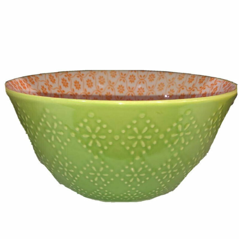6-Piece Signature Housewares Stoneware Pad Print Bowls 660mL Microwave/Dishwashe