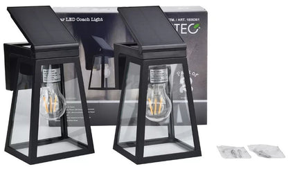 LUTEC 2-Pack Solar LED Coach Porch Light Aluminium Dusk to Dawn Wall Lights