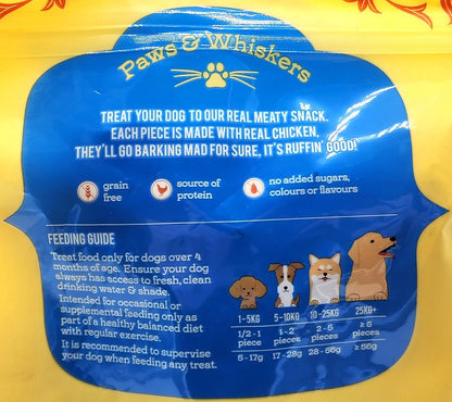Paws & Whiskers Real Chicken Tenders Premium Dog Pet Treats Vitamin C & E 500g