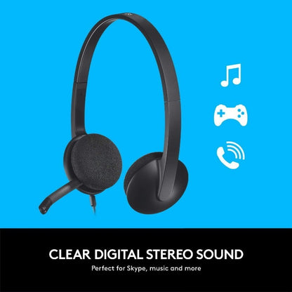 Logitech Comfort MK345 Wireless Keyboard and Mouse Plus H340 USB Headset Bundle