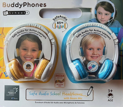 BuddyPhones 2-Pack School+ Home Learning Kids Headphones w/ Mic, BuddyCable