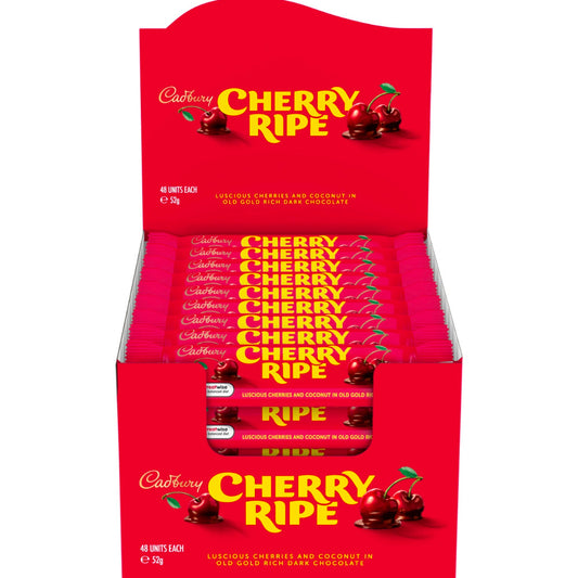Cherry Ripe Chocolate Candy Bar 48 x 44g Milk Chocolate Cherry and Coconut Sweet