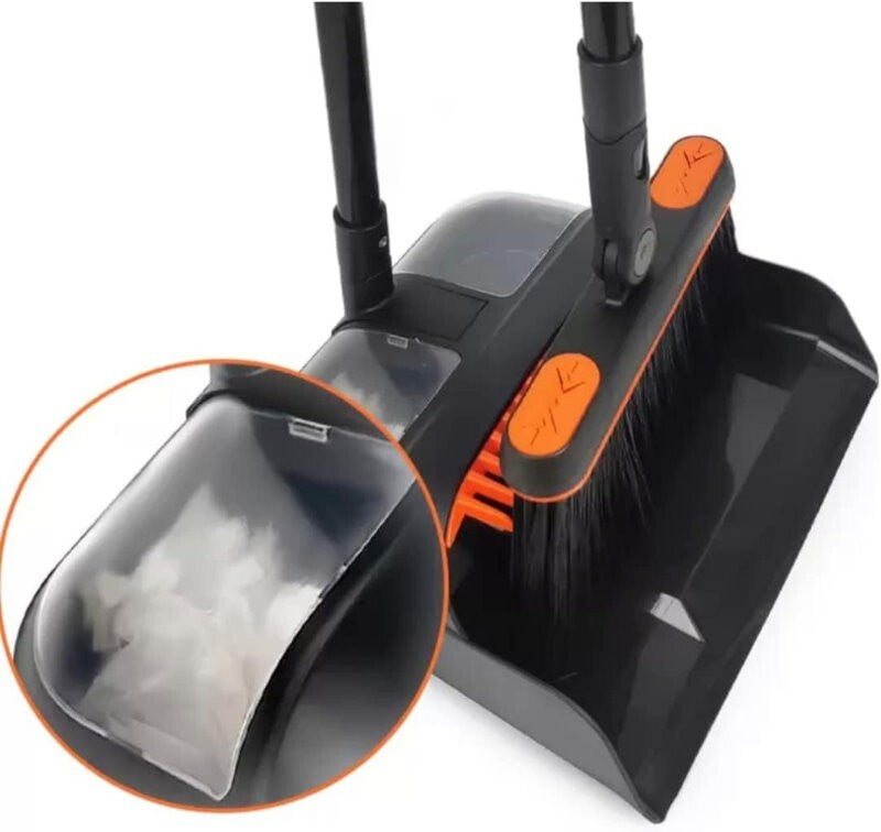 Carrara Home 46.5" 180° Rotatable Broom and Dustpan Set with Self-Cleaning Teeth