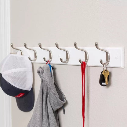 BirdRock Home 2-Pieces Hook Rails 27" Wall Mounted 6 Satin Nickel Hook Wall Rack