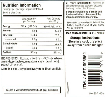 Whole Fancy Premium Quality Mixed Nuts 1.13Kg bag Vegan Kids School Lunch Snack