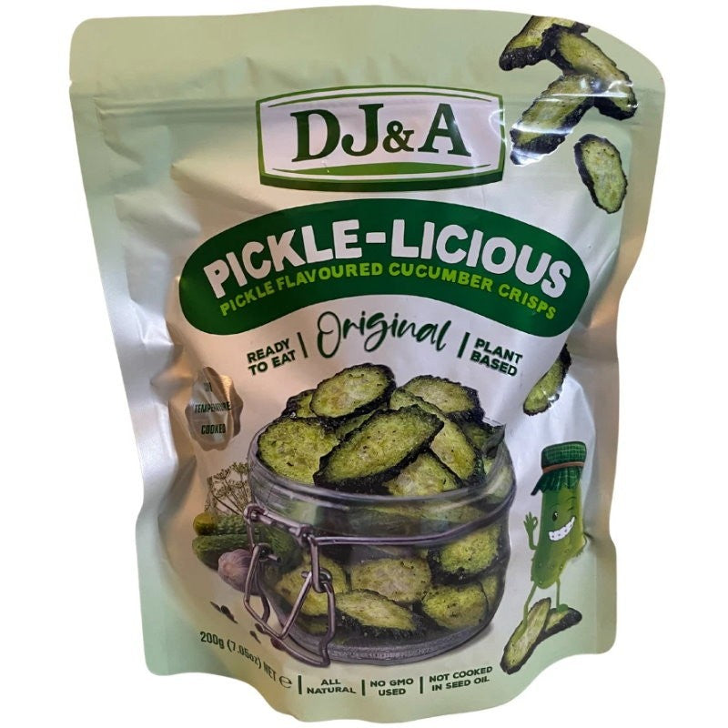 DJ&A Original Pickle-Licious Pickle Flavoured Cucumber Crisps Plant Based 200g