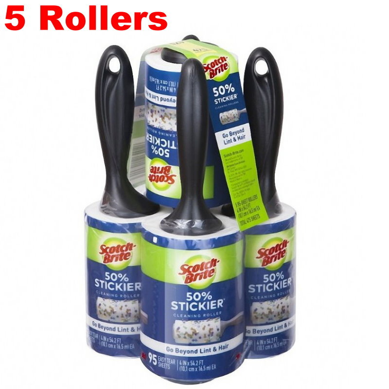 3M Scotch Brite 50% Stickier Lint Roller Dust Remover Up to 5 x 95 Sheets