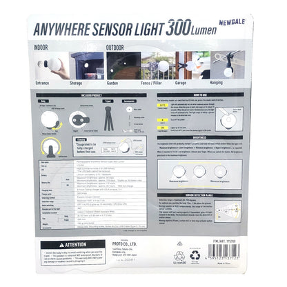 Rechargeable Anywhere LED Sensor Light Motion Activated Wireless USB Tripod IP65