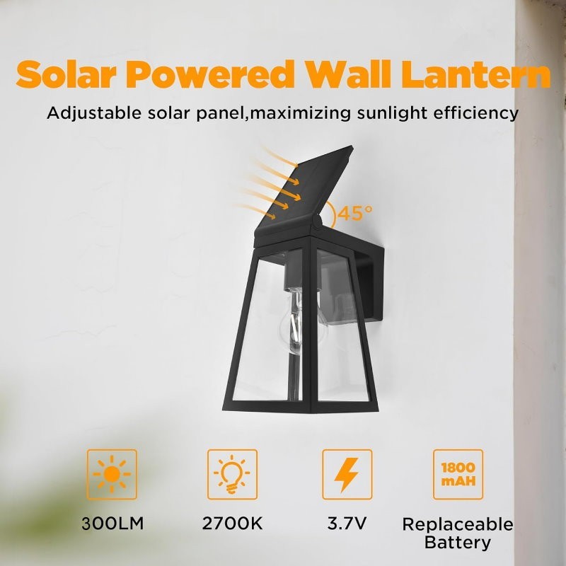 LUTEC 2-Pack Solar LED Coach Porch Light Aluminium Dusk to Dawn Wall Lights
