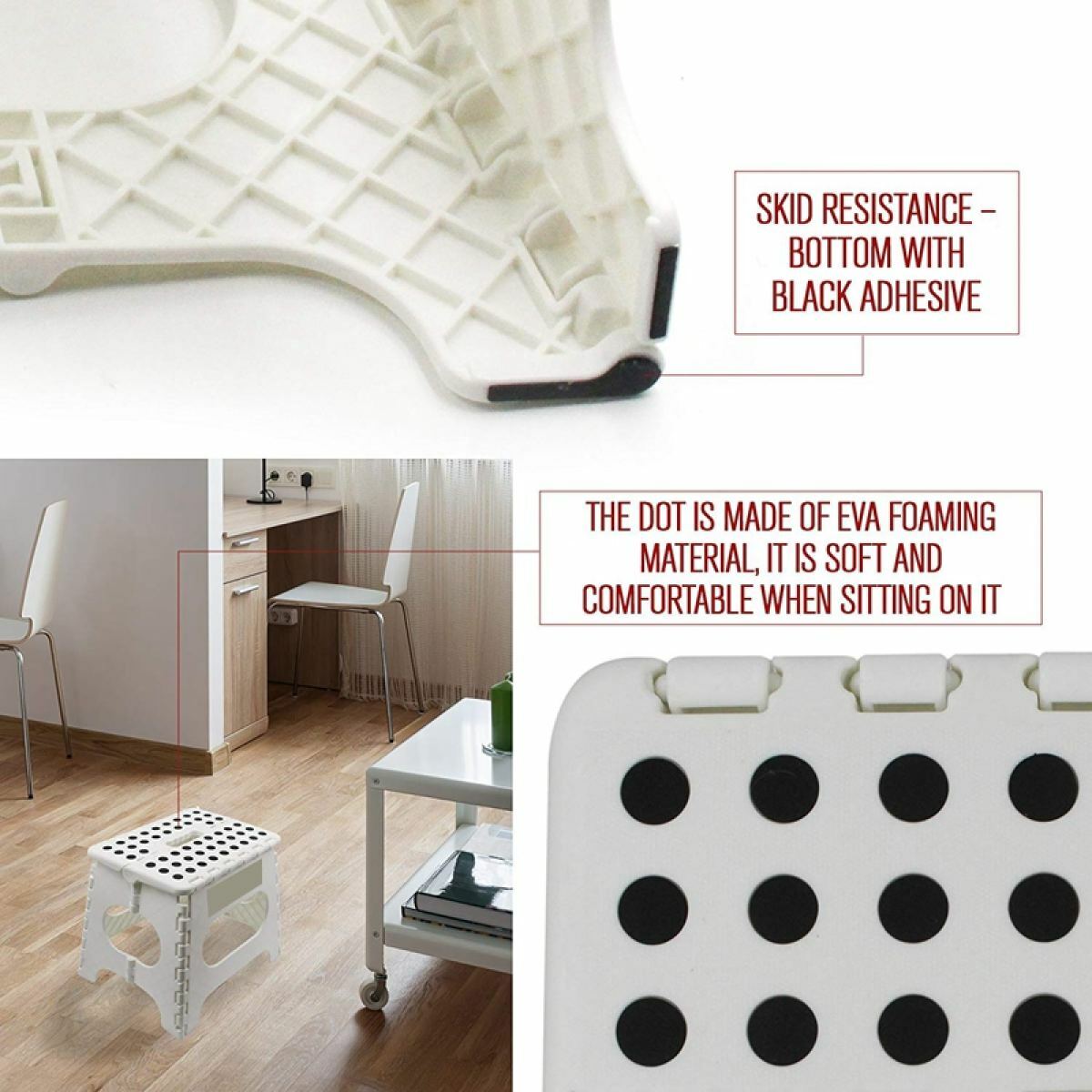 Folding Step Stool Portable Plastic Easy Foldable Chair Store Flat Outdoor White