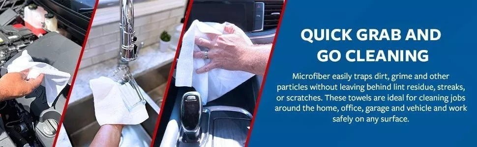 Grab A Rag Reusable Washable Microfibre Rags Towel Cleaning Cloth 60 / 120 Count