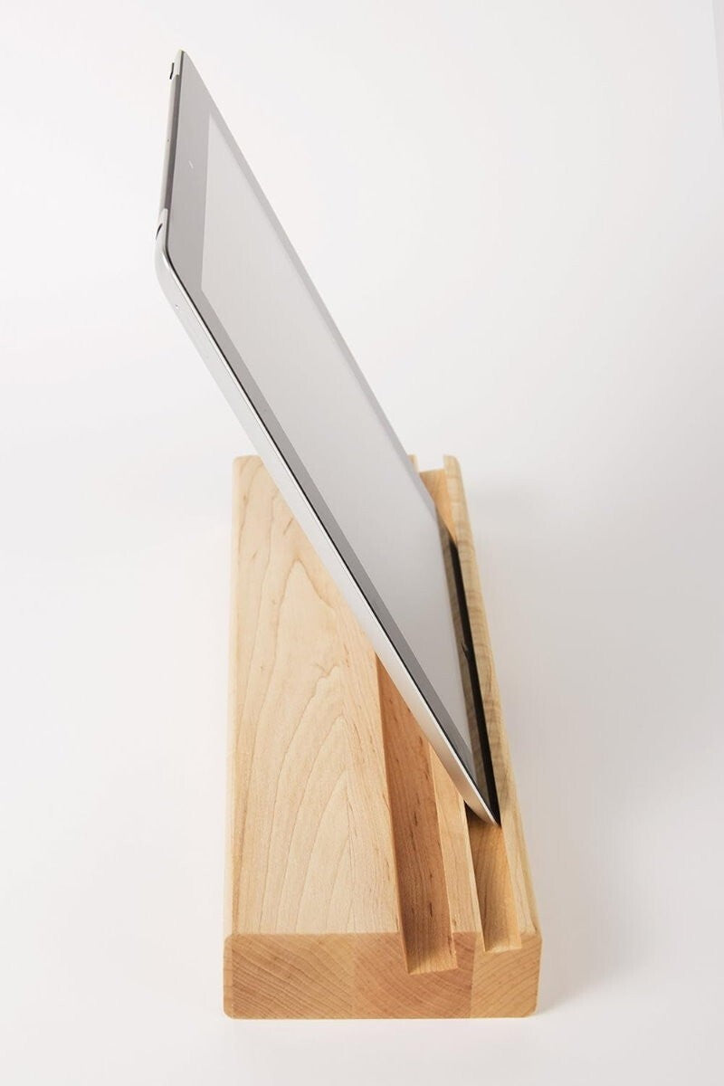 John Boos iBlock Tablet Holder Stand & Cutting Chopping Board Cherry Wood