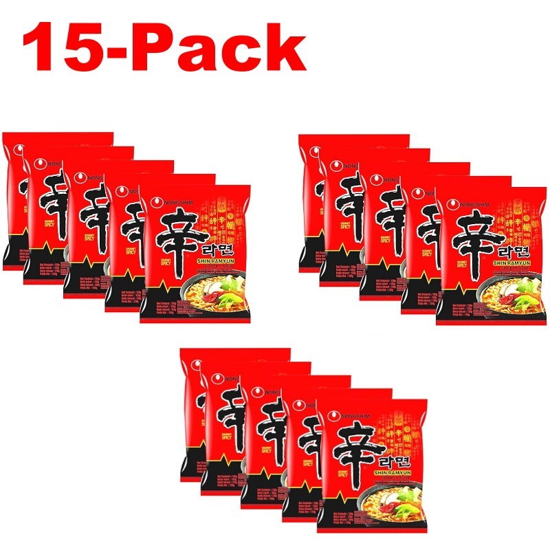 Nongshim Shin Ramyun Instant Noodle Soup 120g Korean Style Pack of 5, 10, 15, 20