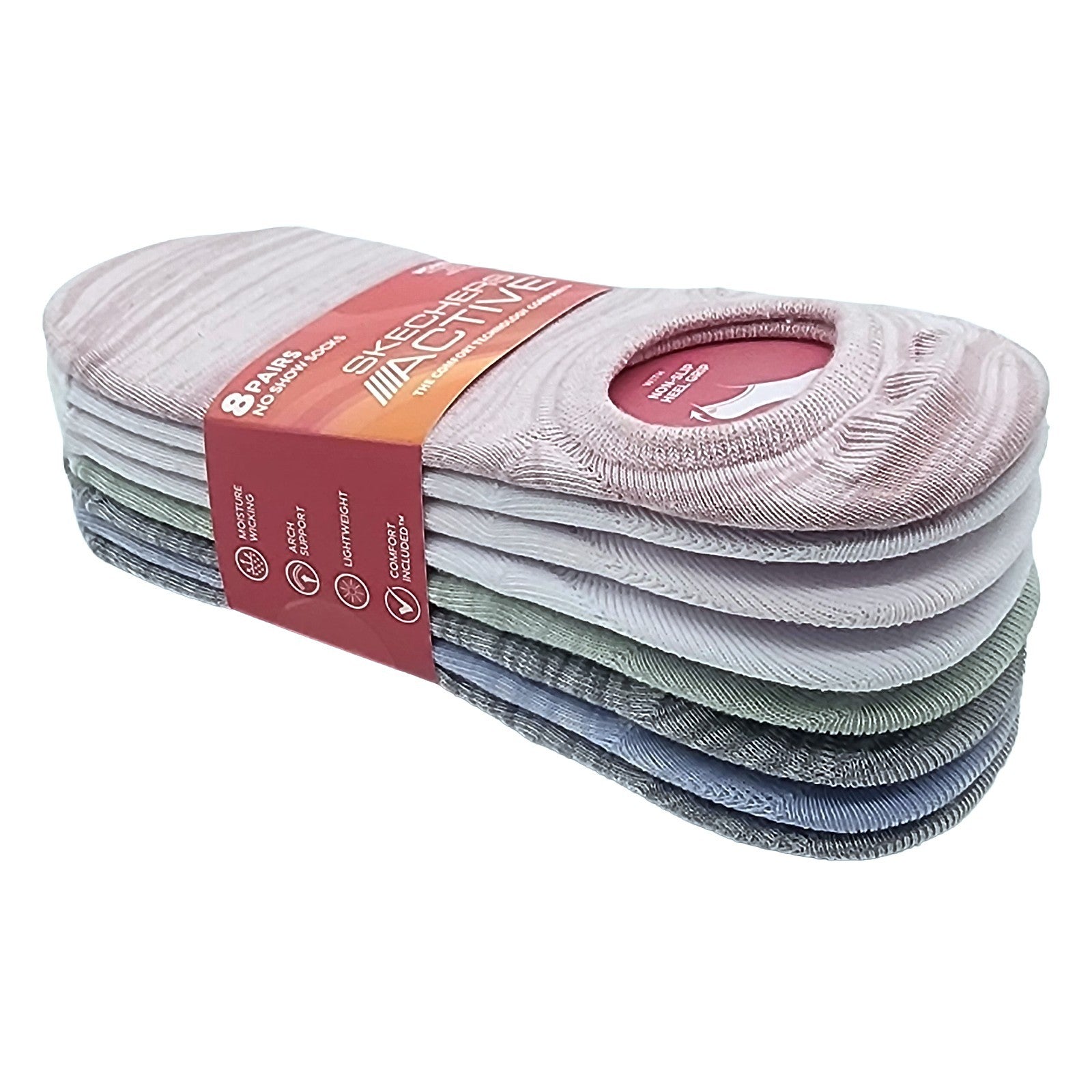 8 x Skechers Ladies Women No Show Liner Non-slip Heel Grip Active Sports Socks