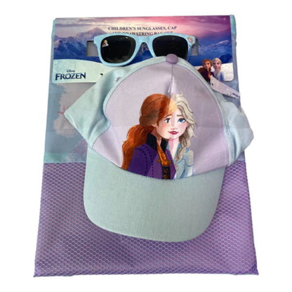 DISNEY 3pc Sunglasses, Cap & Drawstring Bag Set - Barbie, Frozen, Princess