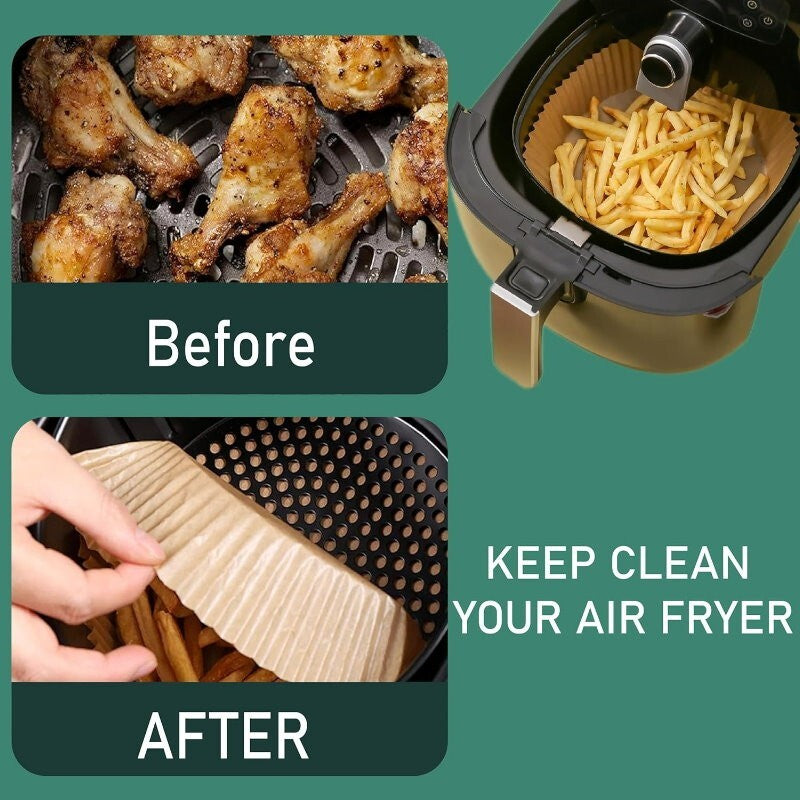 DATS Applaud Air Fryer Disposable Paper Liners Round, Oil & Water Proof, Baking