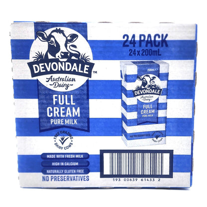 24 x 200ml Devondale 100% Pure Full Cream Kids Long Life Milk No Preservatives