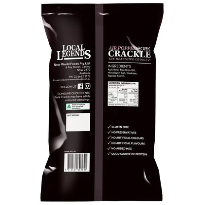 2 x 200g Local Legends Air popped Pork Crackle with Himalayan Salt Gluten Free
