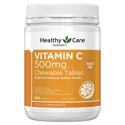 Healthy Care Australia Chewable Vitamin C 500mg 500 tablet Support immune system