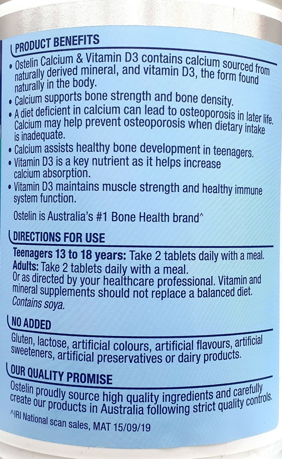 Ostelin Increase Calcium & Vitamin D3 Uptake Maintain Bone Strength 400 Capsules