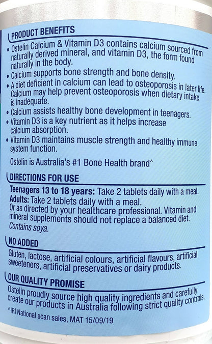 Ostelin Increase Calcium & Vitamin D3 Uptake Maintain Bone Strength 400 Capsules