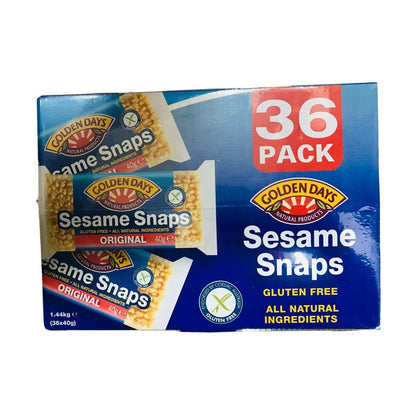 Golden Days Sesame Snaps 36x40g Natural Ingredient Gluten Free Kids School Snack