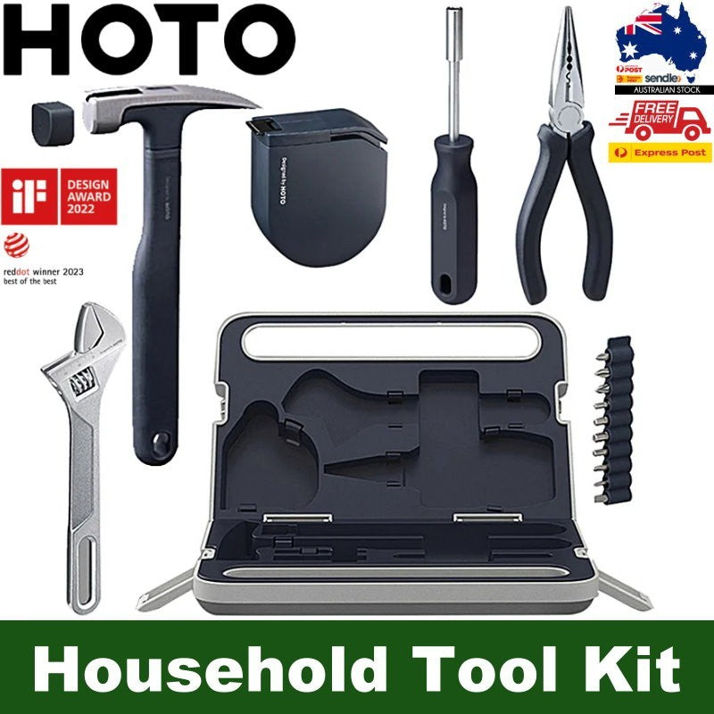 HOTO Hand Tool Set Household Home Repair Screwdriver Wrench Hammer Tape Pliers