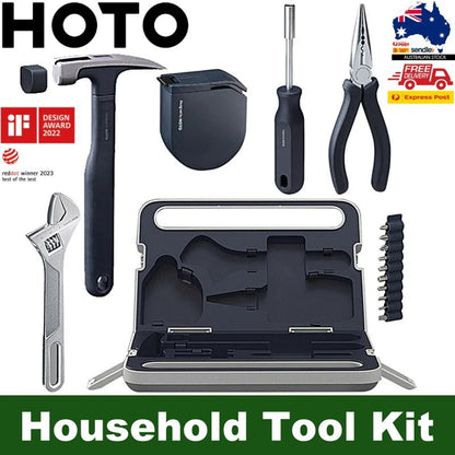 HOTO Hand Tool Set Household Home Repair Screwdriver Wrench Hammer Tape Pliers