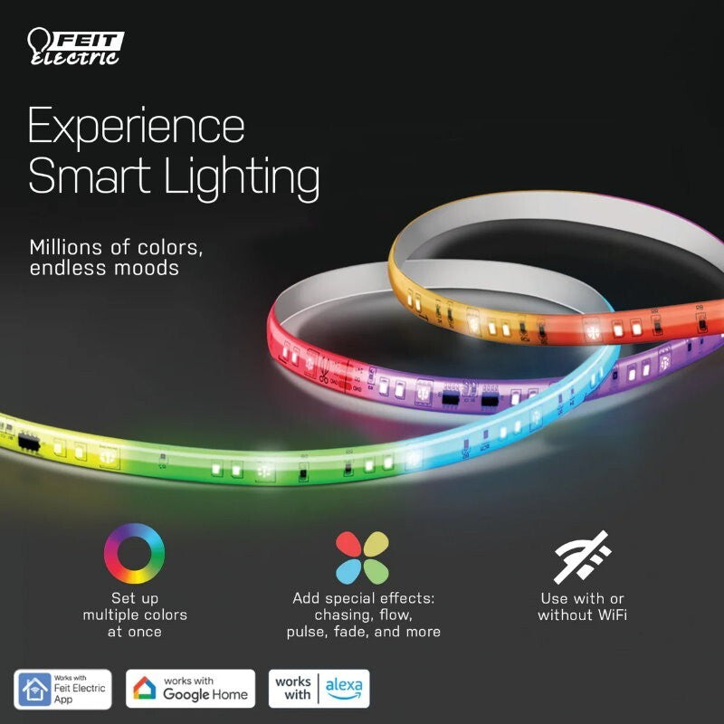 Feit Electric 6m WiFi Smart RGB Colour Changing LED Strip Light with Remote
