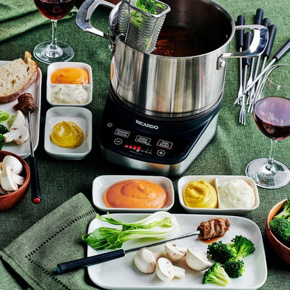 Ricardo 11 Pieces Electric Fondue & Hot Pot Set 3L with 8 Color-Coded Forks