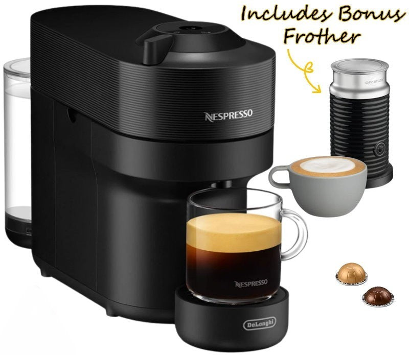 Nespresso Vertuo Pop Deluxe Coffee Machine Aeroccino3 Milk Frother by De'Longhi