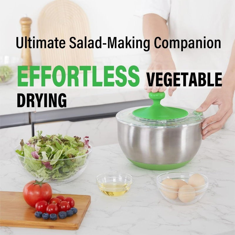 Rollkitchen 4.5L Stainless Steel Salad Spinner Spin Dry Multi-Use Lettuce Washer