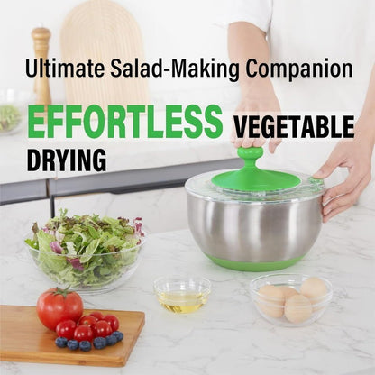 Rollkitchen 4.5L Stainless Steel Salad Spinner Spin Dry Multi-Use Lettuce Washer