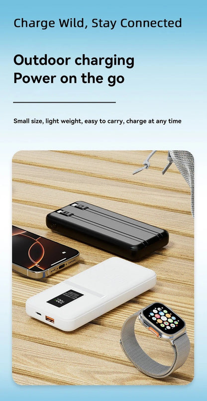 20000mAh 74Wh PD3.0 Fast Charging Power Bank w/ Built-in USB C & Lightning Cable