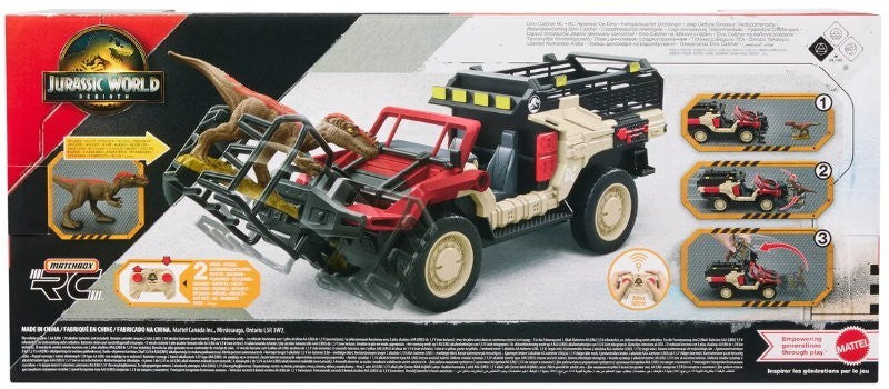 Matchbox RC Jurassic World Dino Catcher RC, Remote-Control Truck with Dinosaur