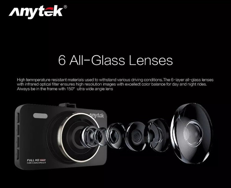 Anytek A78 Car Dash Cam Full HD 1080P Car DVR 170° w/ 24 Hour Parking Monitoring