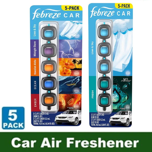 Febreze 5-Pack Mini Car Air Freshener Vent Clips Scents 5 x 2mL Up to 200 Days