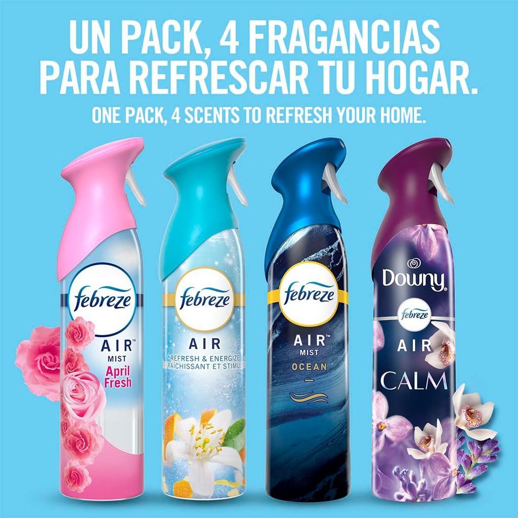 4 x Febreze Air Mist Effects Air Freshener Spray Luxe Ocen Downy Lavender April